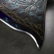 Load image into Gallery viewer, Handcrafted Leviathan axe with glow in the dark runes