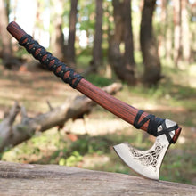 Load image into Gallery viewer, Handmade Norse axe ''Njord" with gently leather wrap