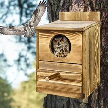 Load image into Gallery viewer, DecorBites™ Handmade Wooden Screech Owl House - Outdoor Nesting Box