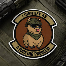 Load image into Gallery viewer, Tactical Llama - I Identify As a Fucking Problem - 3.75" Sticker