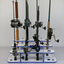 Load image into Gallery viewer, Made in the USA Fishing Rod Rack | 12 Pole Waterproof Wash-down | Dock, Garage, Boat, Storage