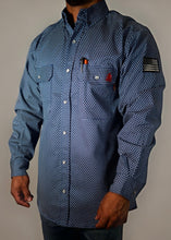 Load image into Gallery viewer, FR Pearl Snap Work Shirt - Honor Navy - With U.S Flag