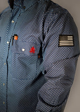 Load image into Gallery viewer, FR Pearl Snap Work Shirt - Honor Navy - With U.S Flag
