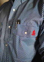 Load image into Gallery viewer, FR Pearl Snap Work Shirt - Honor Navy - With U.S Flag