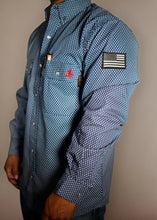 Load image into Gallery viewer, FR Pearl Snap Work Shirt - Honor Navy - With U.S Flag