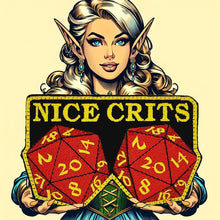 Load image into Gallery viewer, Nice Crits D&D - Roll a set of Natural 20 - Yes they are real - 2.5 x 3.75" Embroidered Patch