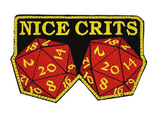 Load image into Gallery viewer, Nice Crits D&D - Roll a set of Natural 20 - Yes they are real - 2.5 x 3.75" Embroidered Patch