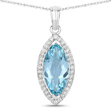 Load image into Gallery viewer, 2.55 Carat Genuine Aquamarine and White Diamond 14K White Gold Pendant