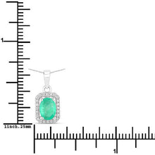 Load image into Gallery viewer, 0.83 Carat Genuine Zambian Emerald and White Diamond 10K White Gold Pendant
