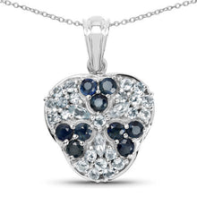 Load image into Gallery viewer, 2.73 Carat Genuine Blue Sapphire and Aquamarine .925 Sterling Silver Pendant