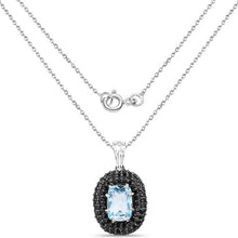 Load image into Gallery viewer, 6.70 Carat Genuine Blue Topaz and Black Spinel .925 Sterling Silver Pendant