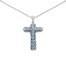 Load image into Gallery viewer, 3.32 Carat Genuine Ethiopian Opal and Tanzanite .925 Sterling Silver Pendant