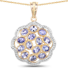 Load image into Gallery viewer, 14K Yellow Gold Plated 2.38 Carat Genuine Tanzanite .925 Sterling Silver Pendant