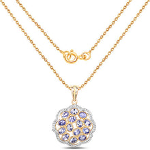Load image into Gallery viewer, 14K Yellow Gold Plated 2.38 Carat Genuine Tanzanite .925 Sterling Silver Pendant