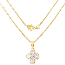 Load image into Gallery viewer, 14K Yellow Gold Plated 1.19 Carat Genuine Ethiopian Opal and White Topaz .925 Sterling Silver Pendant
