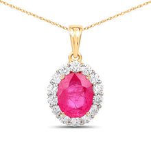 Load image into Gallery viewer, 2.56 Carat Genuine Burma Ruby and White Diamond 18K Yellow Gold Pendant