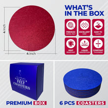 Load image into Gallery viewer, Premium Felt Coasters for Drink, by AA Wonders (Wine Red/Royal Blue)