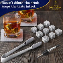 Load image into Gallery viewer, Premium Whiskey Stones 100% Natural Granite Set Of 9 Chilling Rocks Stone
