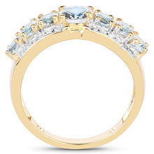 Load image into Gallery viewer, 1.93 Carat Genuine Aquamarine and White Diamond .925 Sterling Silver Ring