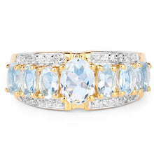Load image into Gallery viewer, 1.93 Carat Genuine Aquamarine and White Diamond .925 Sterling Silver Ring
