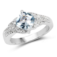 Load image into Gallery viewer, 2.06 Carat Genuine Blue Topaz and White Topaz .925 Sterling Silver Ring