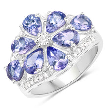 Load image into Gallery viewer, 3.24 Carat Genuine Tanzanite and White Topaz .925 Sterling Silver Ring