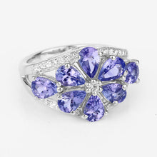 Load image into Gallery viewer, 3.24 Carat Genuine Tanzanite and White Topaz .925 Sterling Silver Ring