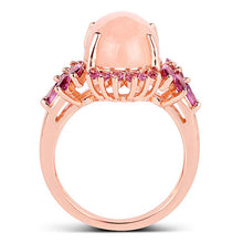 Load image into Gallery viewer, 14K Rose Gold Plated 9.13 Carat Genuine Morganite and Rhodolite .925 Sterling Silver Ring