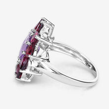 Load image into Gallery viewer, 5.65 Carat Genuine Amethyst and Rhodolite .925 Sterling Silver Ring
