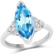 Load image into Gallery viewer, 3.78 Carat Genuine Swiss Blue Topaz and White Topaz .925 Sterling Silver Ring