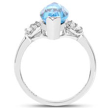 Load image into Gallery viewer, 3.78 Carat Genuine Swiss Blue Topaz and White Topaz .925 Sterling Silver Ring