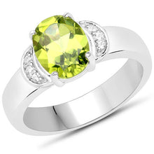 Load image into Gallery viewer, 1.76 Carat Genuine Peridot and White Zircon .925 Sterling Silver Ring