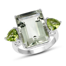 Load image into Gallery viewer, 11.90 Carat Genuine Green Amethyst and Peridot .925 Sterling Silver Ring