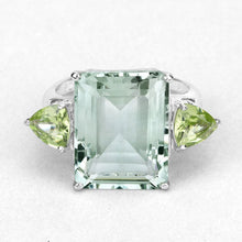 Load image into Gallery viewer, 11.90 Carat Genuine Green Amethyst and Peridot .925 Sterling Silver Ring