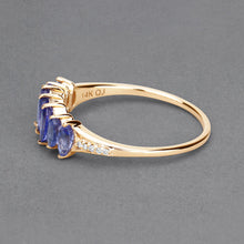Load image into Gallery viewer, 0.76 Carat Genuine Tanzanite and White Diamond 14K Yellow Gold Ring
