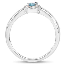 Load image into Gallery viewer, 0.68 Carat Genuine Blue Zircon and White Zircon .925 Sterling Silver Ring