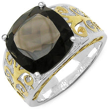 Load image into Gallery viewer, Two Tone Plated 7.09 Carat Genuine Smoky Quartz .925 Sterling Silver Ring