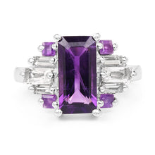 Load image into Gallery viewer, 4.20 Carat Genuine Amethyst and White Topaz .925 Sterling Silver Ring