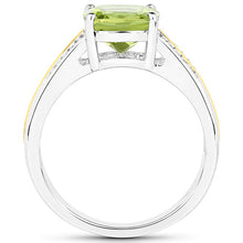Load image into Gallery viewer, 2.20 Carat Genuine Peridot and White Diamond 14K Yellow Gold with .925 Sterling Silver Ring