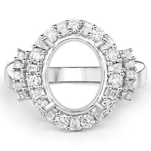 Load image into Gallery viewer, 0.83 Carat Genuine White Diamond 14K White Gold Semi Mount Ring - holds 11x9mm Oval Gemstone