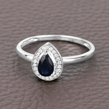 Load image into Gallery viewer, 0.48 Carat Genuine Blue Sapphire and White Diamond 14K White Gold Ring