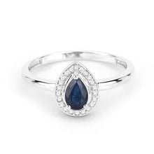 Load image into Gallery viewer, 0.48 Carat Genuine Blue Sapphire and White Diamond 14K White Gold Ring