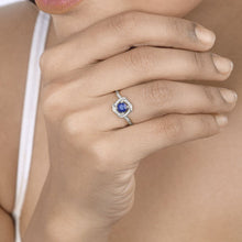 Load image into Gallery viewer, 0.73 Carat Genuine Blue Sapphire and White Diamond 14K White Gold Ring