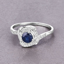 Load image into Gallery viewer, 0.73 Carat Genuine Blue Sapphire and White Diamond 14K White Gold Ring
