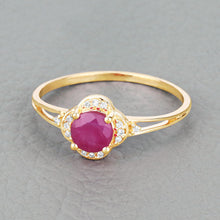 Load image into Gallery viewer, 0.59 Carat Genuine Ruby and White Diamond 14K Yellow Gold Ring