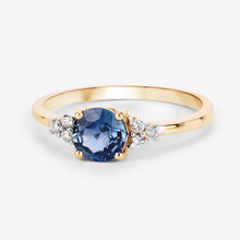 Load image into Gallery viewer, 1.08 Carat Genuine Blue Sapphire and White Diamond 14K Yellow Gold Ring