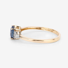 Load image into Gallery viewer, 1.08 Carat Genuine Blue Sapphire and White Diamond 14K Yellow Gold Ring