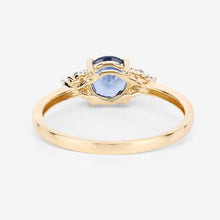 Load image into Gallery viewer, 1.08 Carat Genuine Blue Sapphire and White Diamond 14K Yellow Gold Ring