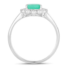 Load image into Gallery viewer, 1.22 Carat Genuine Zambian Emerald and White Diamond 10K White Gold Ring