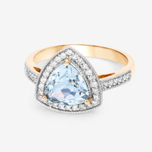 Load image into Gallery viewer, 1.58 Carat Genuine Aquamarine and White Diamond 14K Yellow Gold Ring